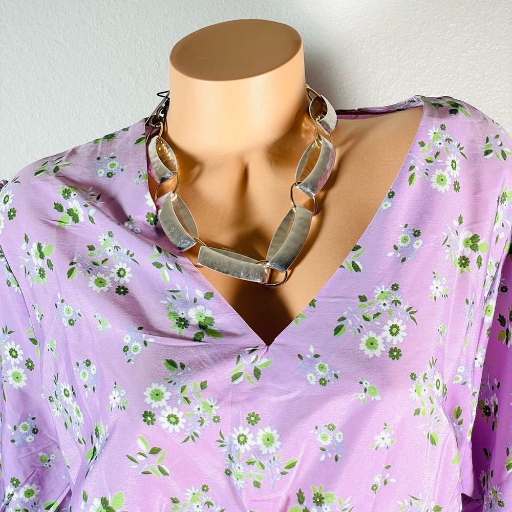 NWT Wishing Waves Sz 2XL Lilac Purple floral print Elastic waist beautiful top - Picture 4 of 12